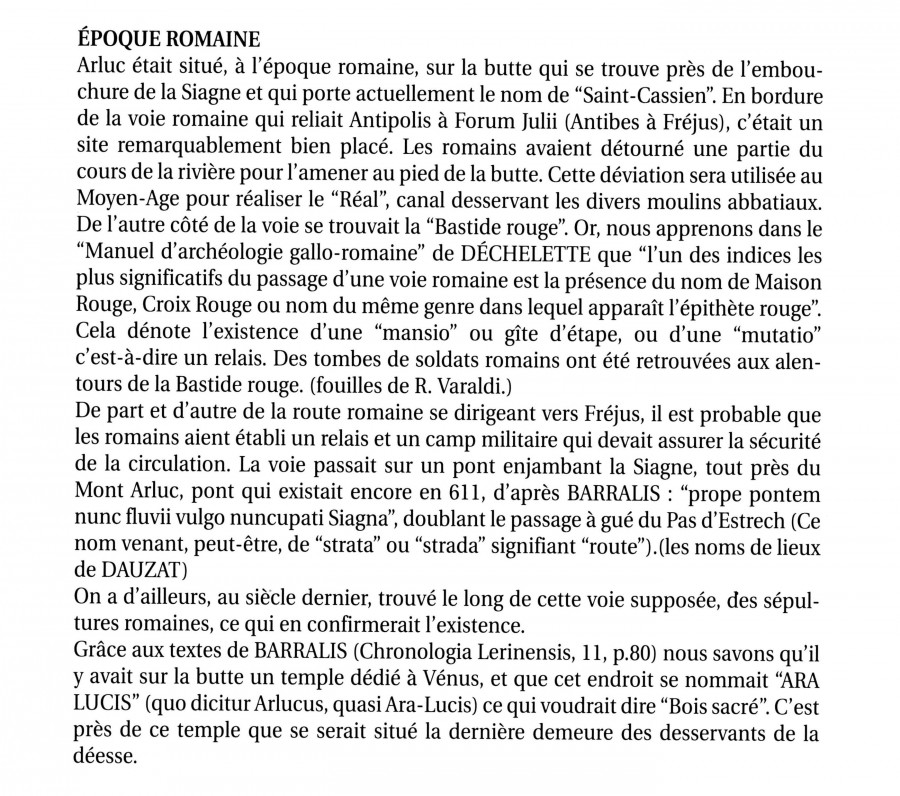 Saint-Cassien  l'poque romaine, page 10 du livre "Cannes, ses lointaines origines" (AMC BH385)