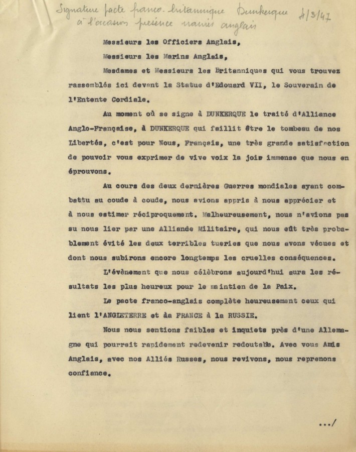 Discours de R. Picaud, maire de l'aprs-guerre, hommage aux allis, 1947 (22W287_001)