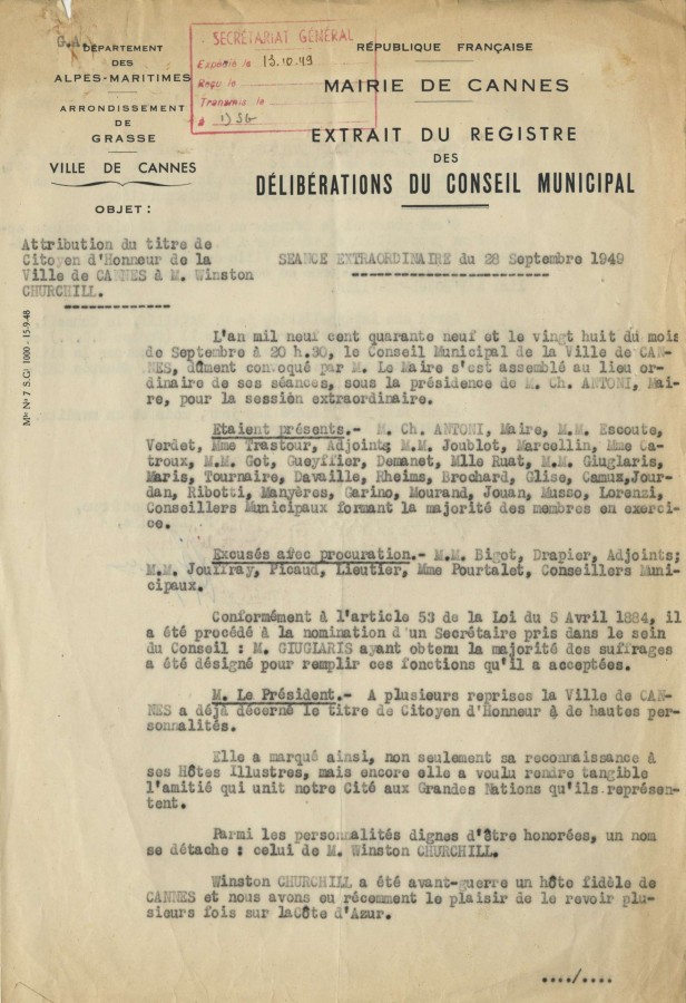 W. Churchill fait citoyen d'honneur de la commune (43W620_011)