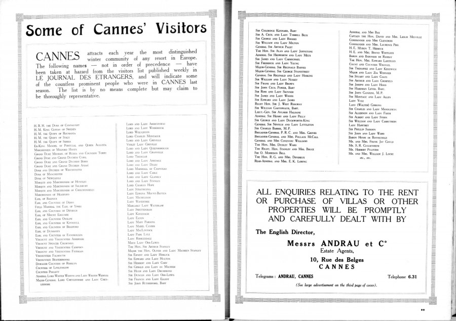 Some of Cannes' visitors saison 1924