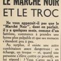 Article du journal le Littoral sur le marché noir et le troc, 30 juillet 1942 (Jx45)