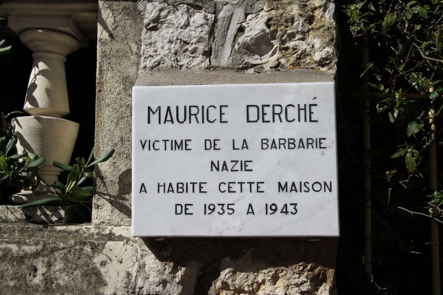 Photographie de la plaque commmorative en l'honneur de Maurice Derch, annes 2010 Mairie de Cannes