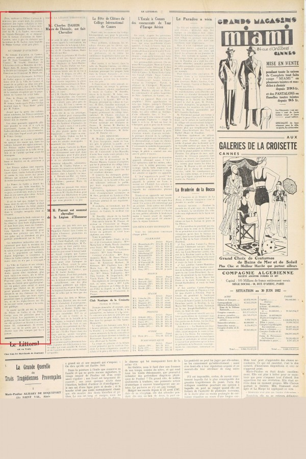 Suite de l'article : "J'adore ce pays" dira le Prince de Galles, paru le 28-08-1932 (Jx45)
