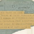 Télégramme pour rapatrier les dépouilles des résistants fusillés, 1944 (4H69)