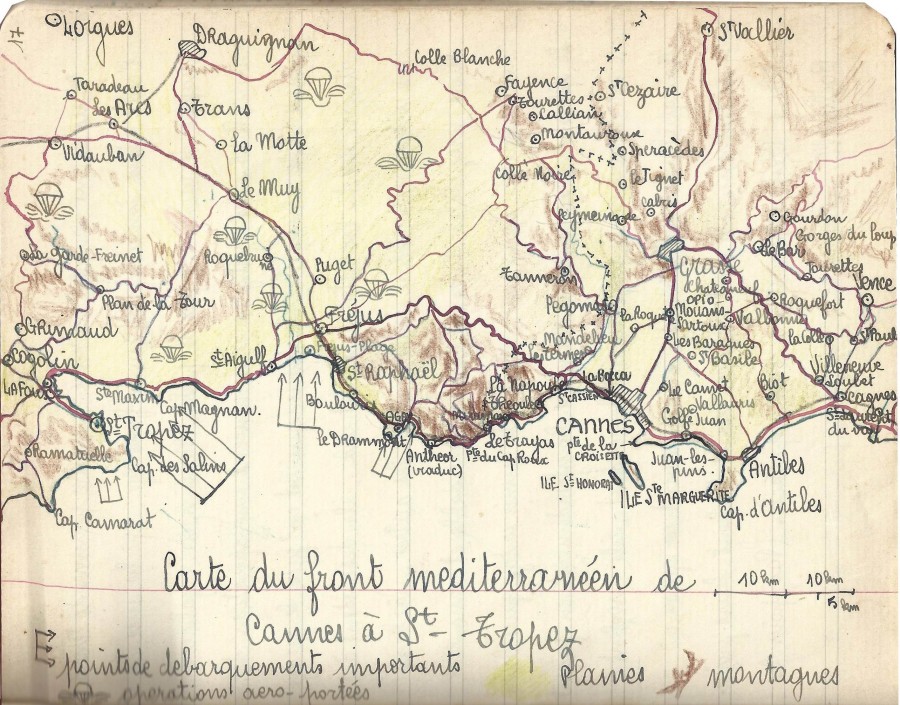 Carte du front mditerranen, illustre par Monsieur Pourtau, 1944 (38NUM59)