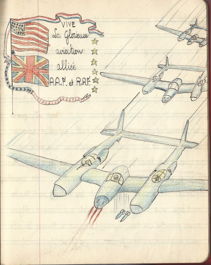 Dessin "Vive la glorieuse aviation allie", 1944 (38Num59)