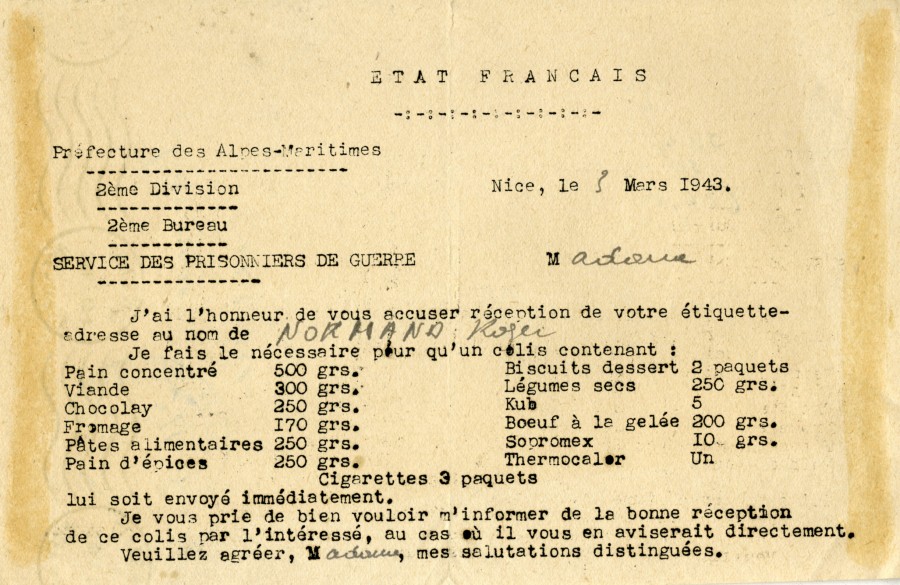 Prparation de colis  envoyer aux prisonniers de guerre, 1943 (4H78)