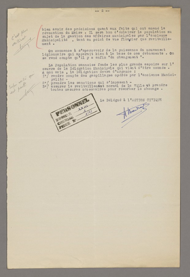 Rapport sur les ractions  cette suspension du conseil, dcembre 1940, 2 (1K63_0008)