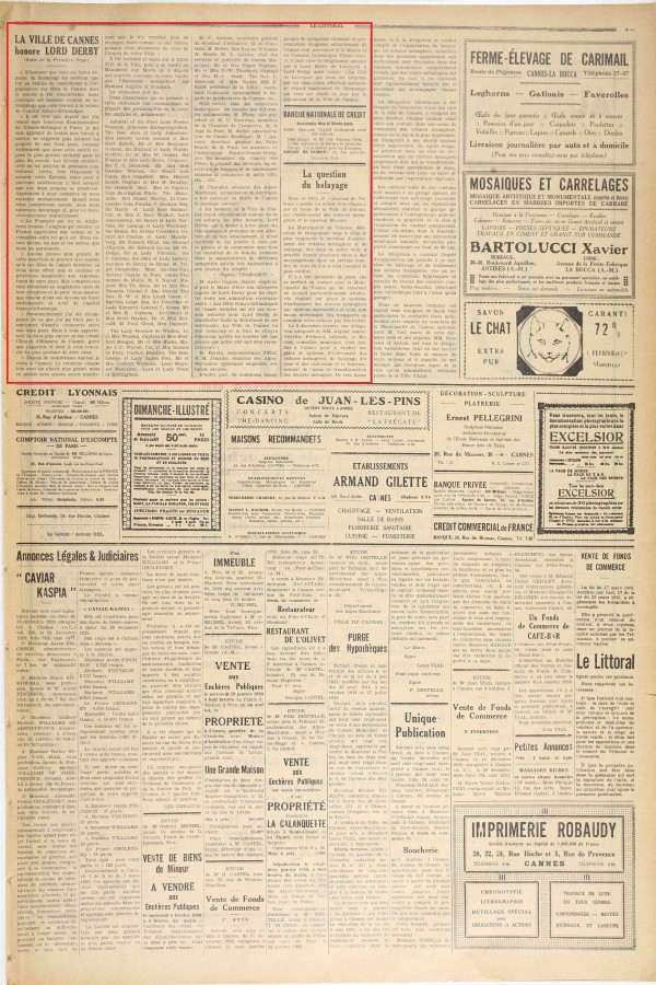 Lord Derby dans 'Le Littoral', suite et fin de l'article, 12 janvier 1930 (AMC Jx45)