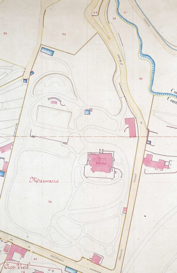 Terrain couvert par la villa Allerton (extrait de plan, 1Fi282)