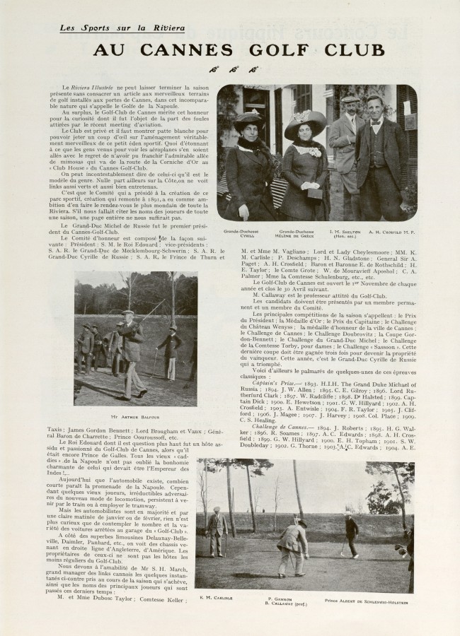 "Au Golf Club de Cannes" - article de la Revue de la Riviera, 1910 (89Num8_0263)