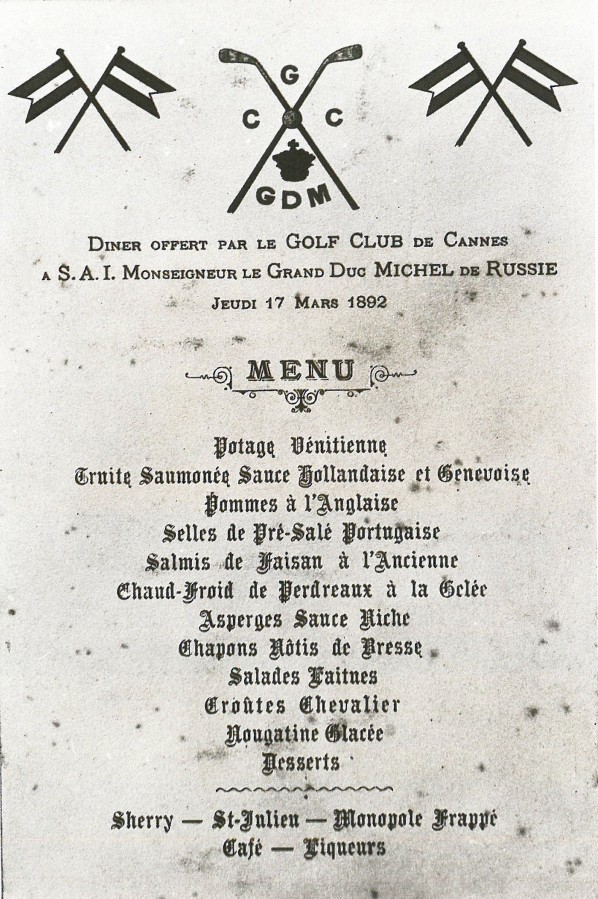 Dner de prestige offert par le Grand-duc en 1892 (source : Archives de Mandelieu)