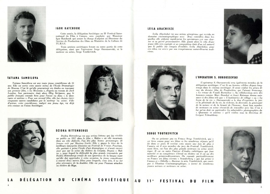 Dlgation du cinma sovitique, 1958 (13S4, extrait de brochure, pages 4 et 5)