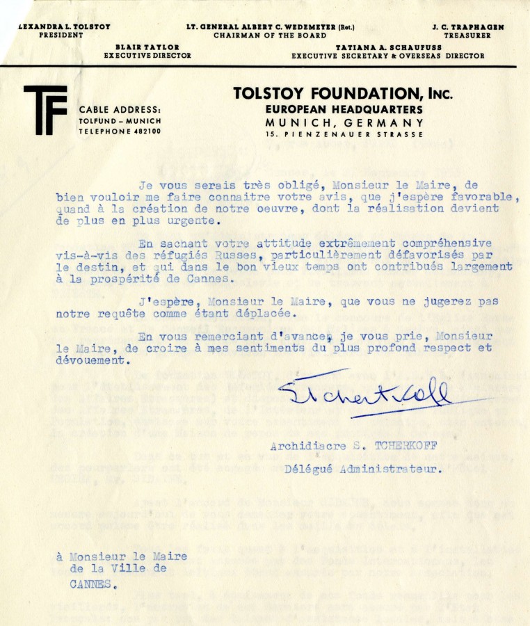 Lettre de la Fondation Tolstoy, septembre 1953 - 2 (60W27)