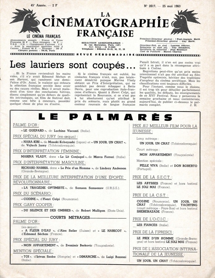 "La cinmatographie franaise", presse cinphile (93W25)