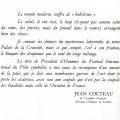 Texte de Cocteau : le festival oeuvre de paix (93W19)