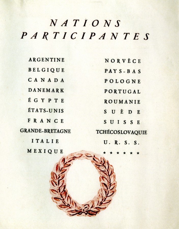 Nations participantes en 1946, premier festival (93W8)