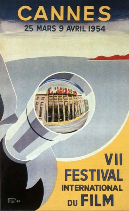 Affiche du 7e Festival International du Film du 29 mars au 9 avril 1954 (voir ADAGP)