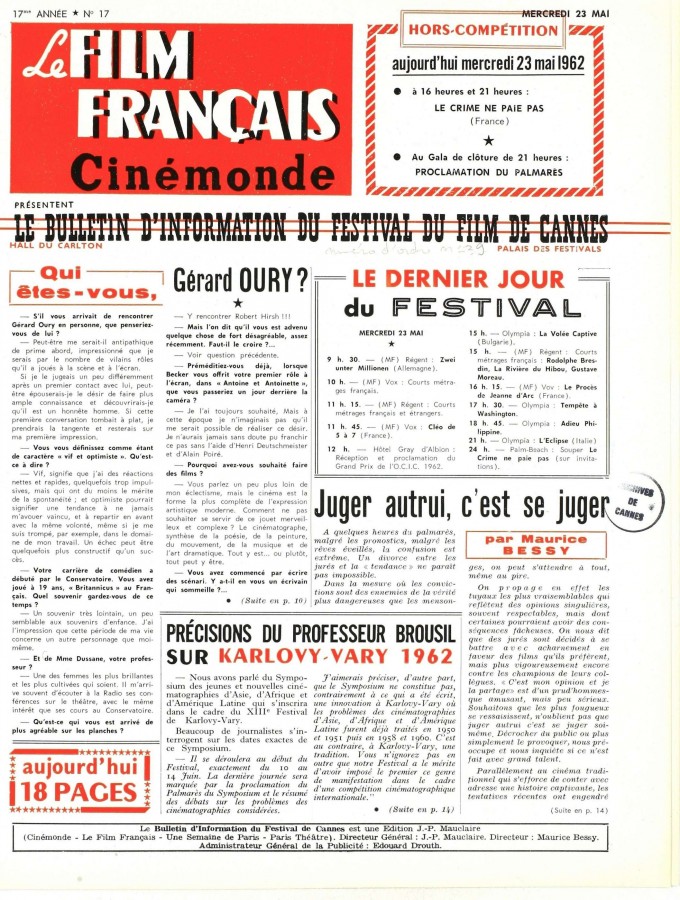 Bulletin d'information du festival de 1962 (93W24_566)