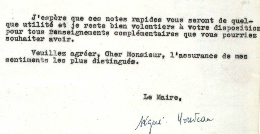 Signature du maire Pierre Nouveau, fin de la lettre (2R65_184)