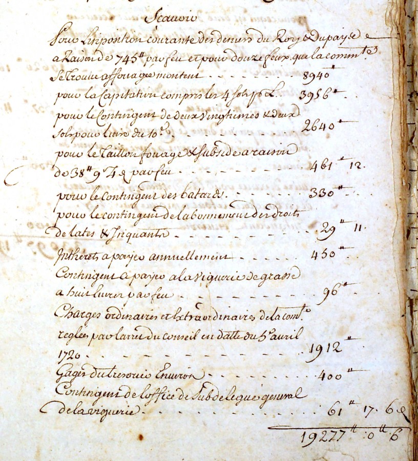 Pour le contingent des btards, charges de la communaut, dlibration du 12 mai 1771, AMC BB4_116