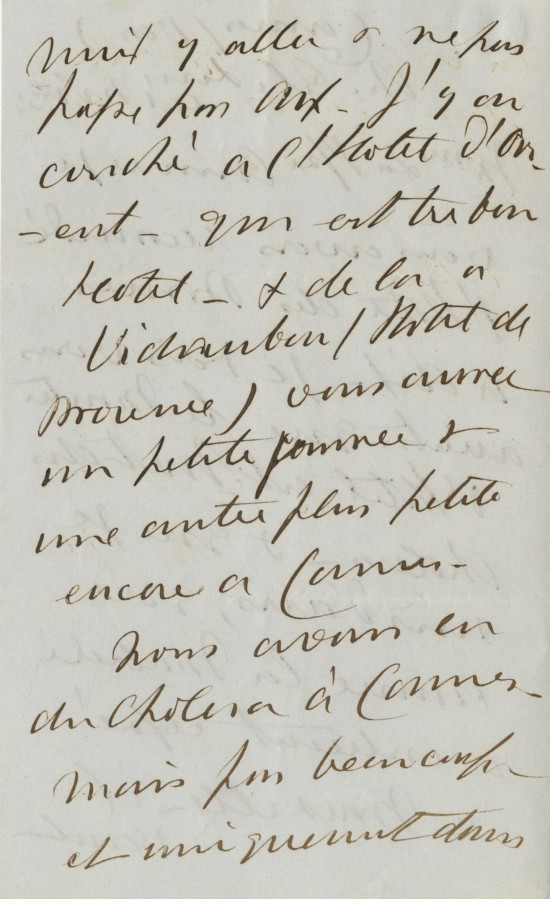Lettre de Lord Brougham voquant la prsence du cholra en Provence, 1833, 2, AMC 5S7