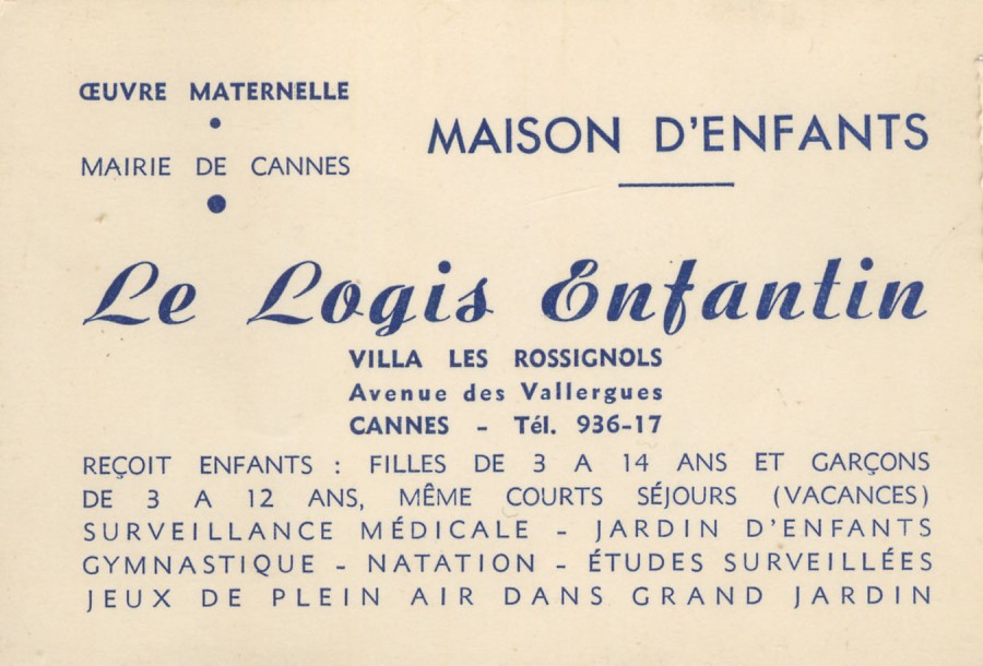 Carte du Logis enfantin, cration du maire le Dr Picaud aprs la seconde guerre mondiale, AMC 32S1