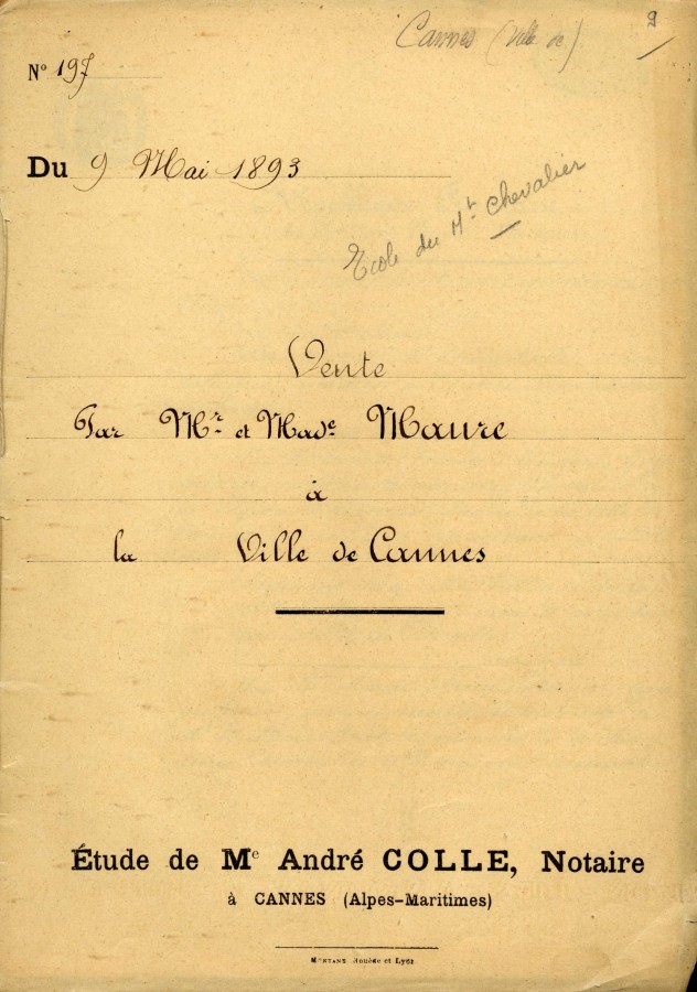 Acte d'achat, pour l'cole Montchevalier, 1893
