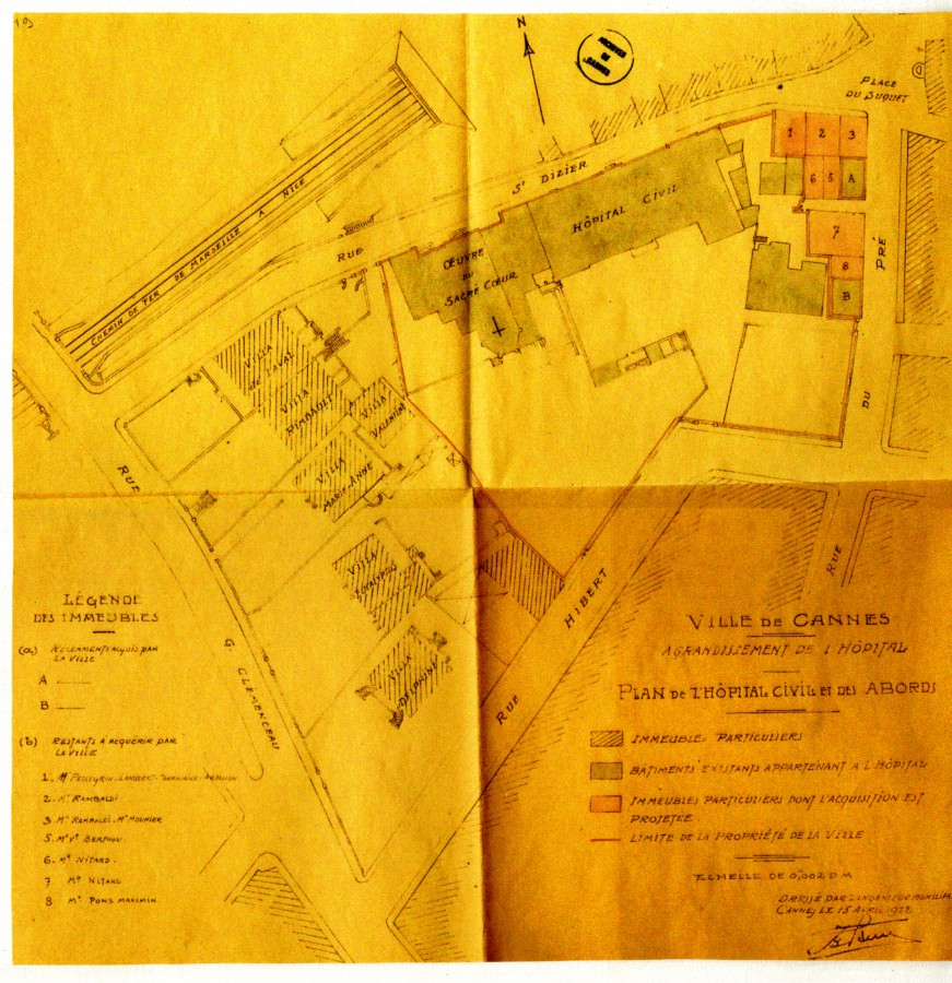 Plan, hpital et chapelle attenante, 1922, AMC 11M12