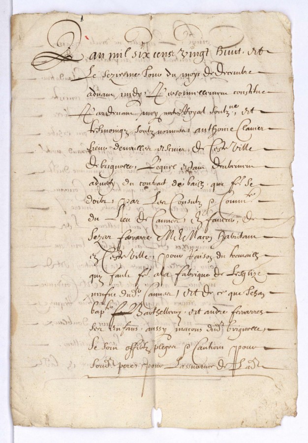 Texte sur la reconstruction de l'glise dite neuve, 1628 (DD1)