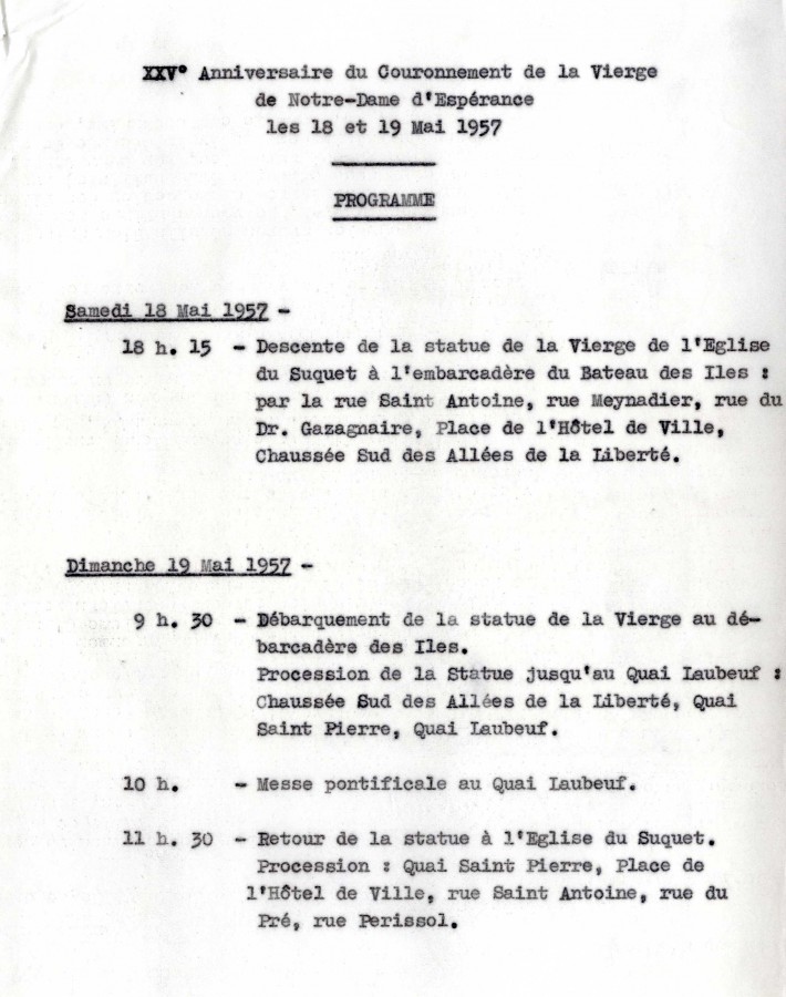 1957, anniversaire, programme de la manifestation (22W279)