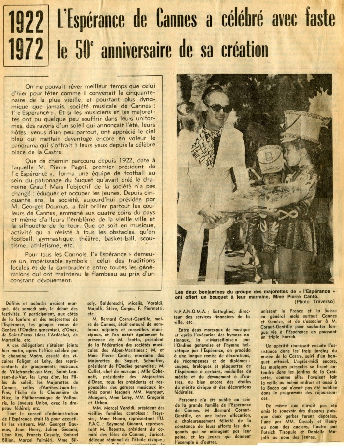 1922-1972 : anniversaire de l'Esprance, article de Nice-Matin