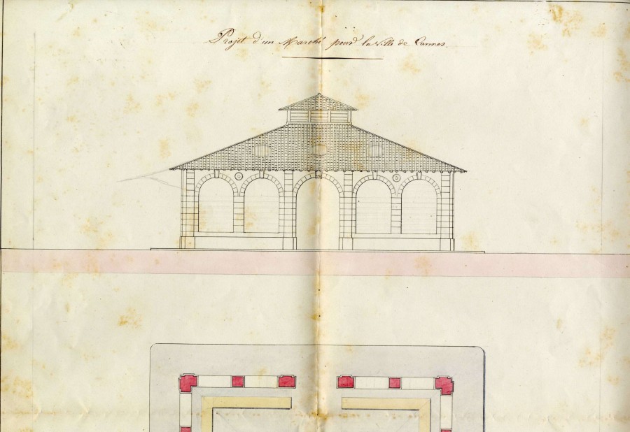 Projet de halle en 1861, sous le maire Le Goff (3M2_1)