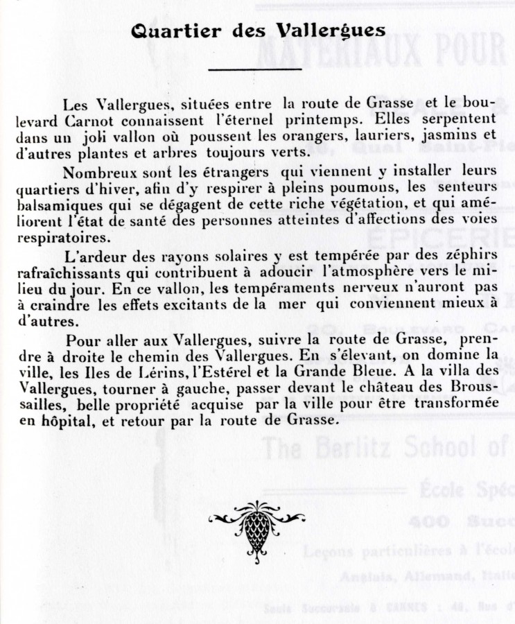 Extrait d'un guide "L'Hiver  Cannes", 1923 (BH243)