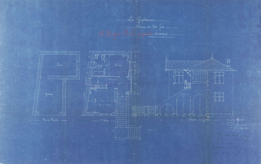 Plan bleu de La Guitoune 1924, au chemin du Petit Juas (5J21_7_2)