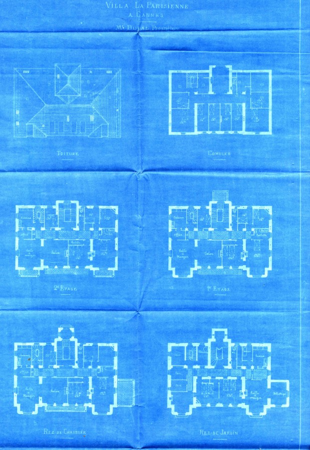 Plan bleu des niveaux pour La Parisienne, de L. Vianay, 1910