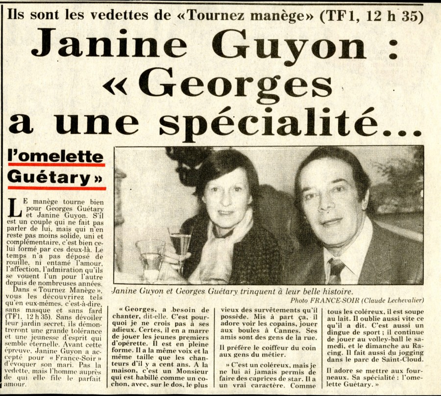 Article sur le couple Gutary-Guyon, presse
