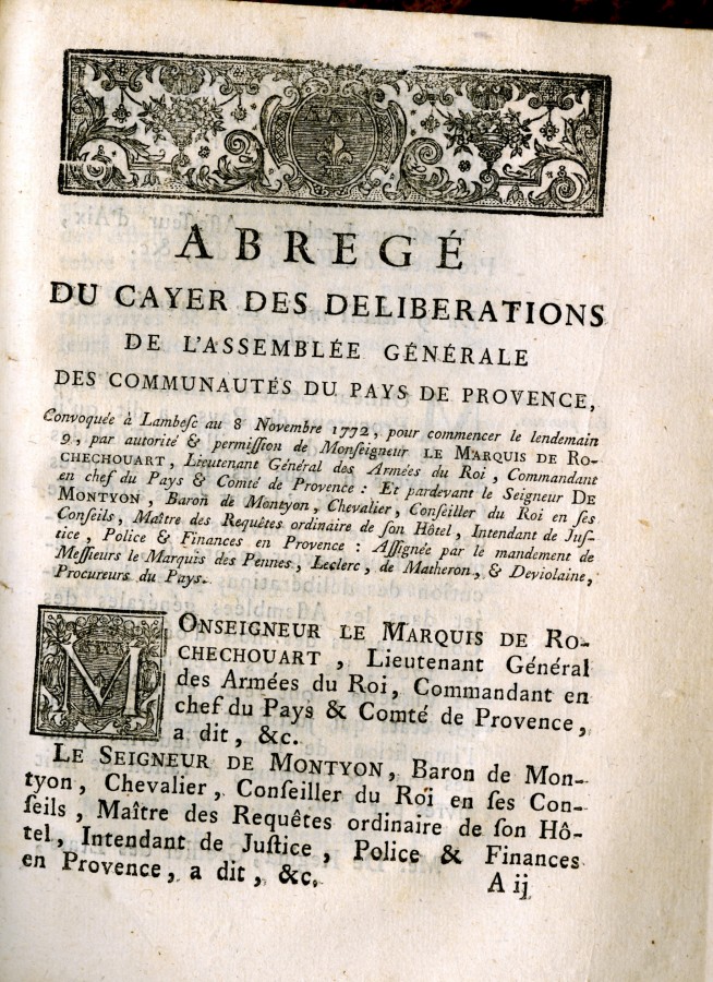 AA13 - page d'ouverture de l'assemble, 1772