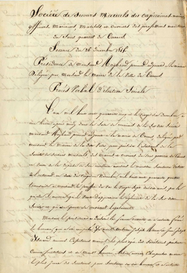 1845, lection sociale, Socit de secours mutuels, 1 (AMC 5Q30)