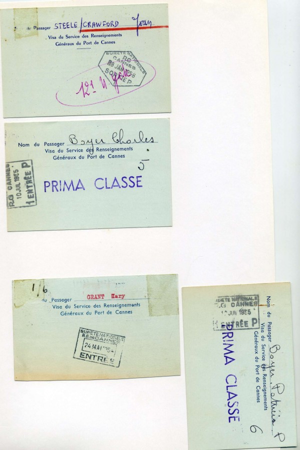 Carte de passagers clbres, 1955 (fonds priv, Cie VW, M. Roland)