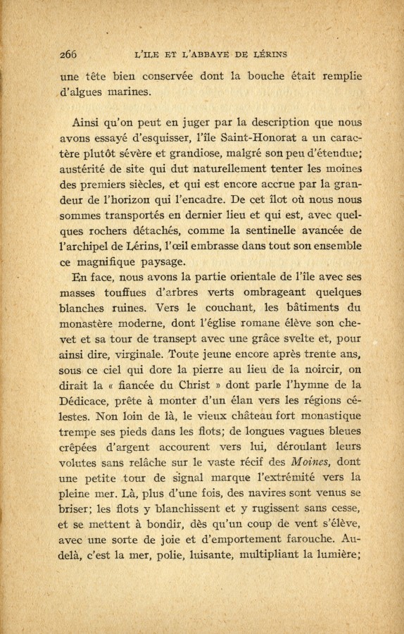 L'le et l'abbaye de Lrins, rcit et description par un moine de Lrins, p.266 (BH15)