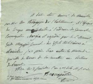 Fac-similés d'autographes de Buonaparte (Napoléon 1er), du 2 fructidor an 2 (août 1794) (11S51)