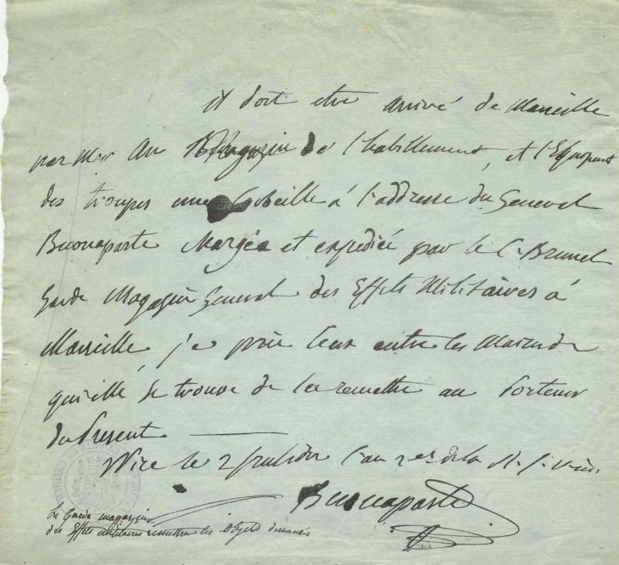 Fac-simils d'autographes de Buonaparte (Napolon 1er), du 2 fructidor an 2 (aot 1794) (11S51)
