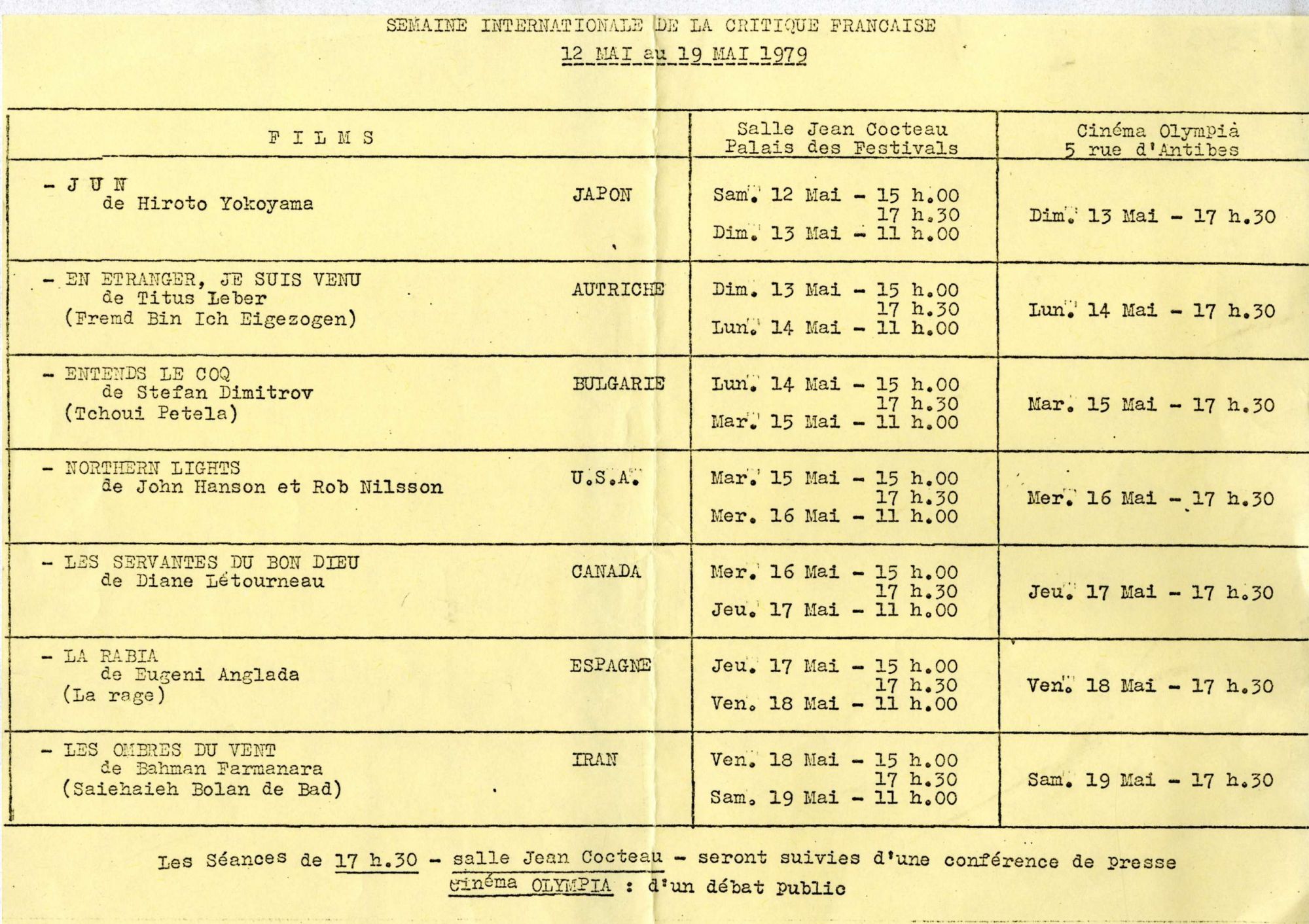 Nouvelles manifestations et nouveaux prix