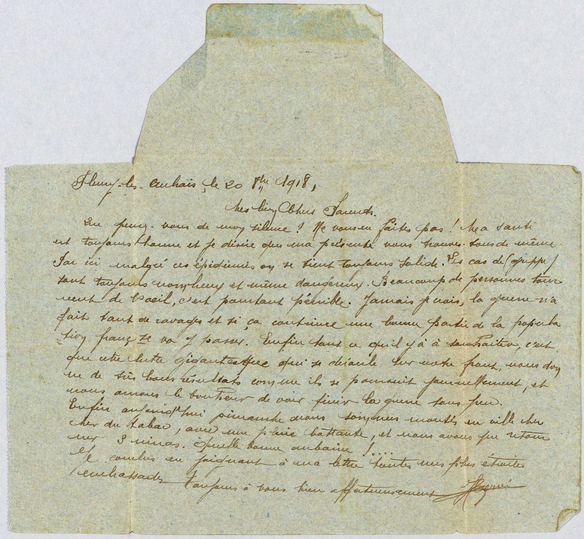 Lettre du 20 octobre 1918