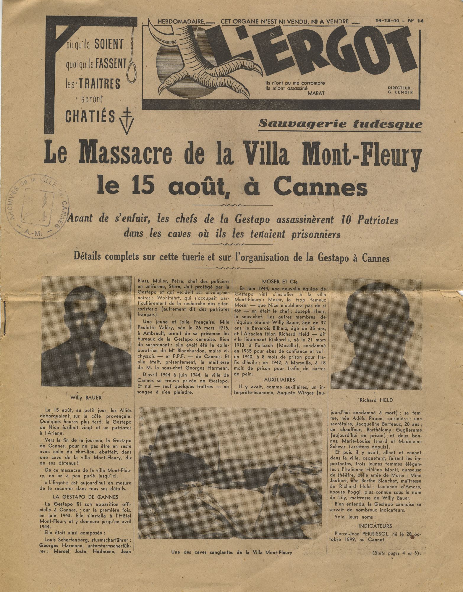 L’Ergot, n° 14 du 12 décembre 1944. AMC, 4H69