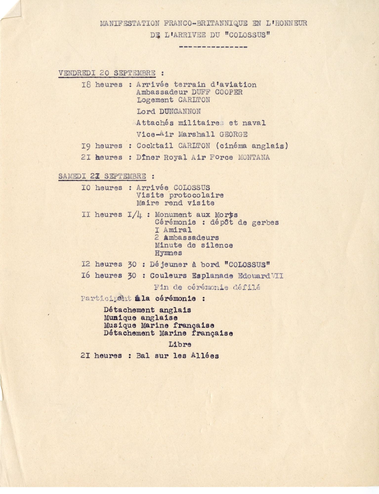 L’arrivée du porte-avion Colossus de la Royal Navy à Cannes, pour l’ouverture de la première édition du festival international du film, septembre 1946. AMC, 22W286