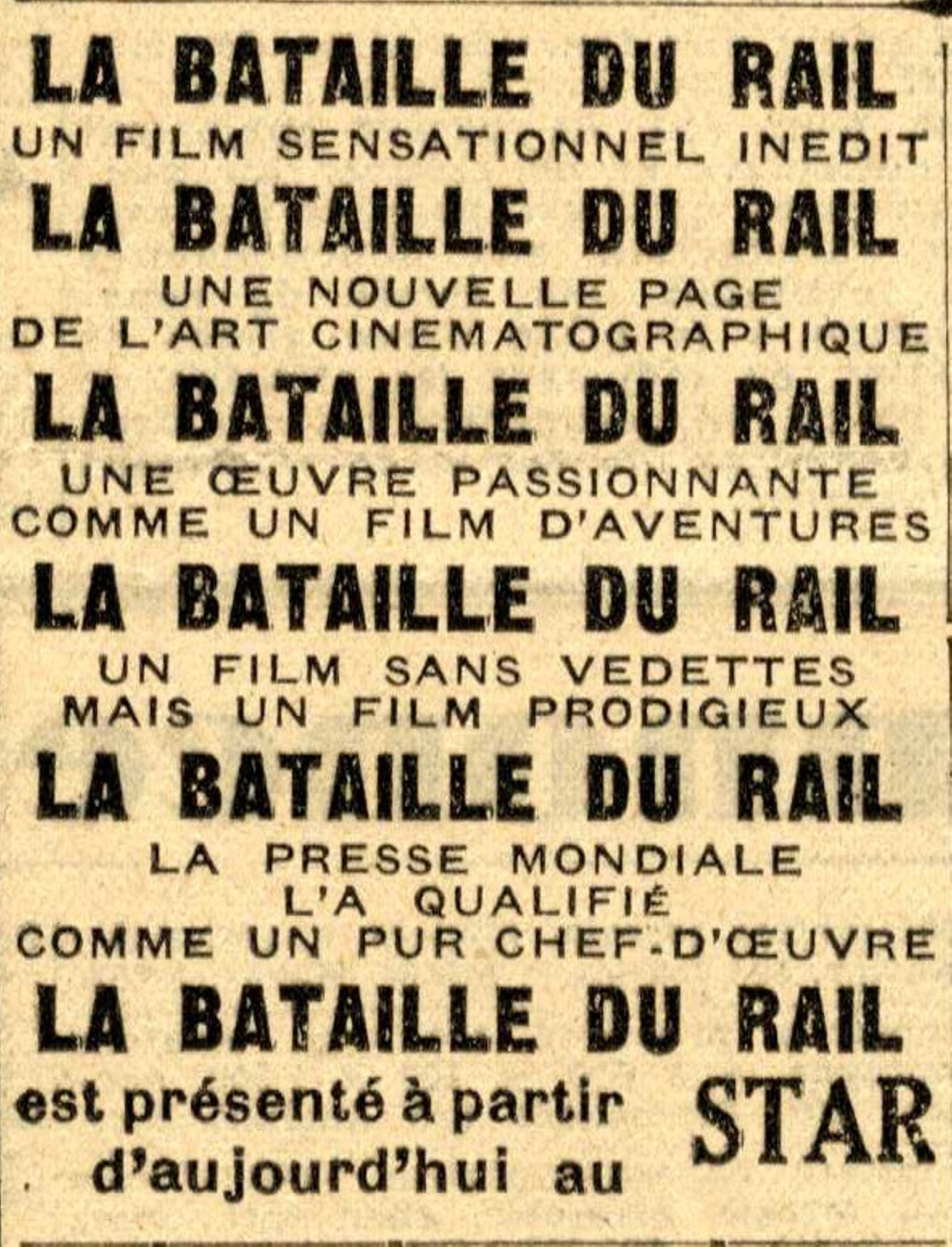La bataille du rail, film de René Clément, Nice-Matin, n° du 21 juin 1946. AMC, PER20