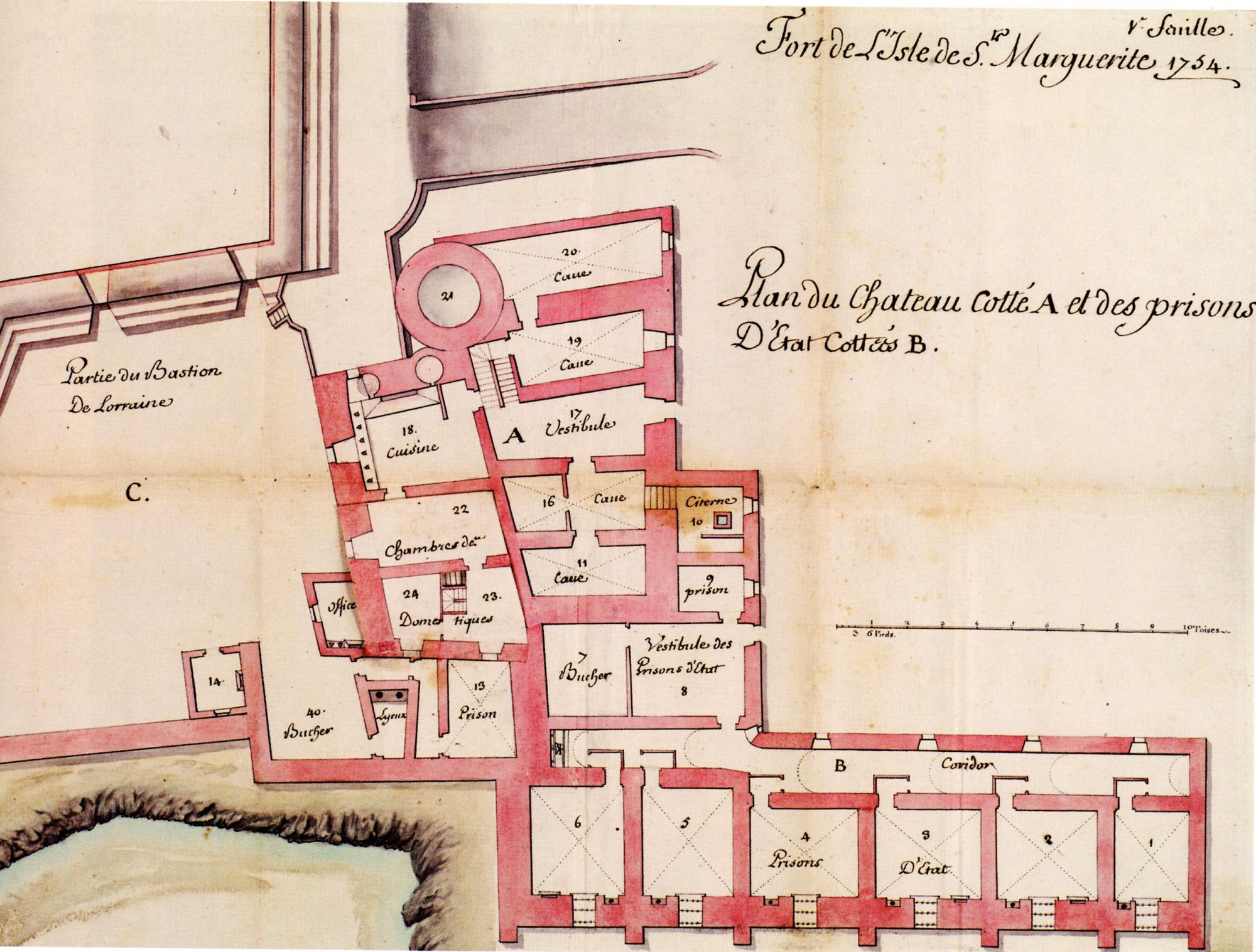 Plan de la prison en 1754 (BH1020)