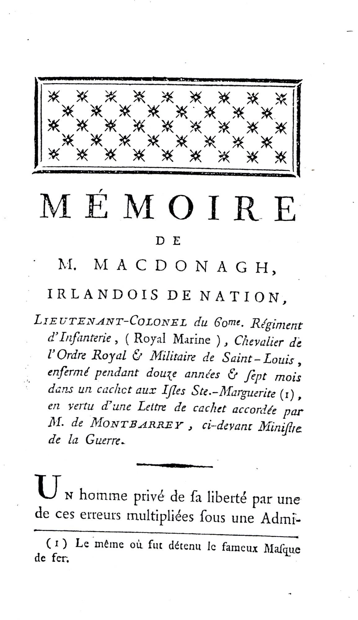 1777-1790, l'Irlandais MacDonagh